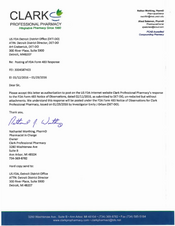 483 Response Clark Professional Pharmacy, Ann Arbor | 2016