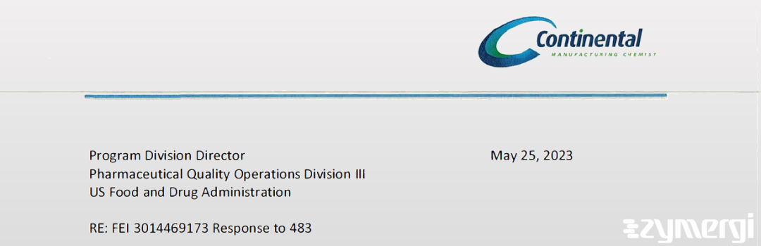 FDANews 483R Continental Manufacturing Chemist May 10 2023 top
