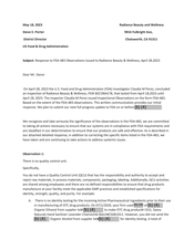 FDAzilla 483 Response RADIANCE BEAUTY & WELLNESS, Chatsworth | 2023