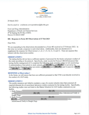 FDAzilla 483 Response Redbeast Enterprises dba High Quality Re | 2023