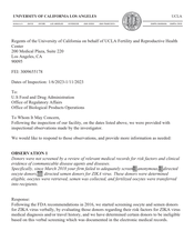 FDAzilla 483 Response Regents of the University of California  | 2023