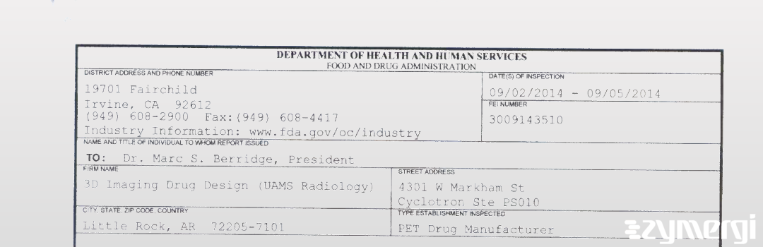 FDANews 483 3D Imaging Drug Design (UAMS Radiology) Sep 5 2014 top