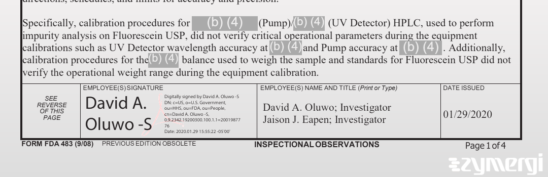 David A. Oluwo FDA Investigator Jaison J. Eapen FDA Investigator