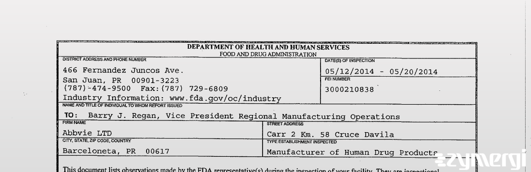 FDANews 483 AbbVie Ltd May 20 2014 top