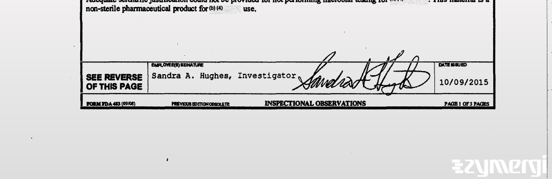 Sandra A. Hughes FDA Investigator