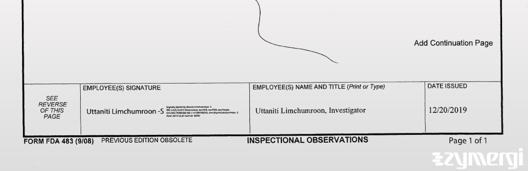 Uttaniti Limchumroon FDA Investigator