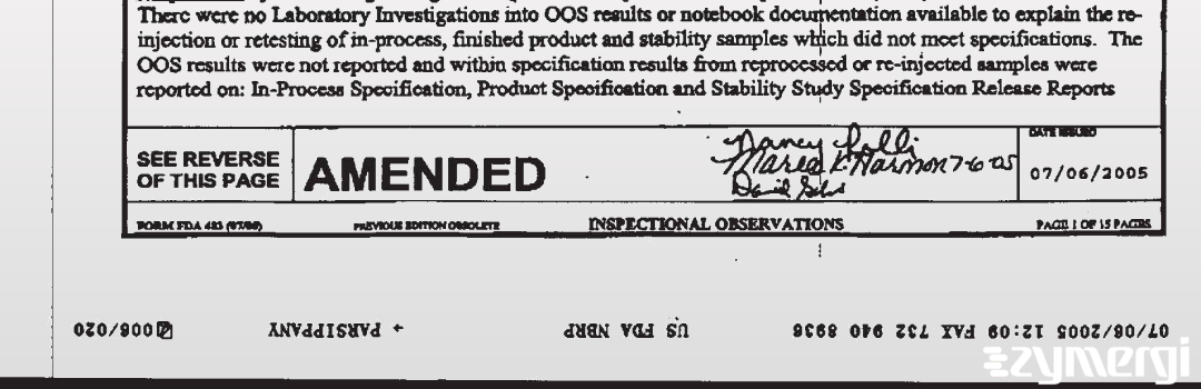 Marea K. Harmon FDA Investigator Daniel J. Grabicki FDA Investigator Nancy L. Rolli FDA Investigator Joanne Heim FDA Investigator 