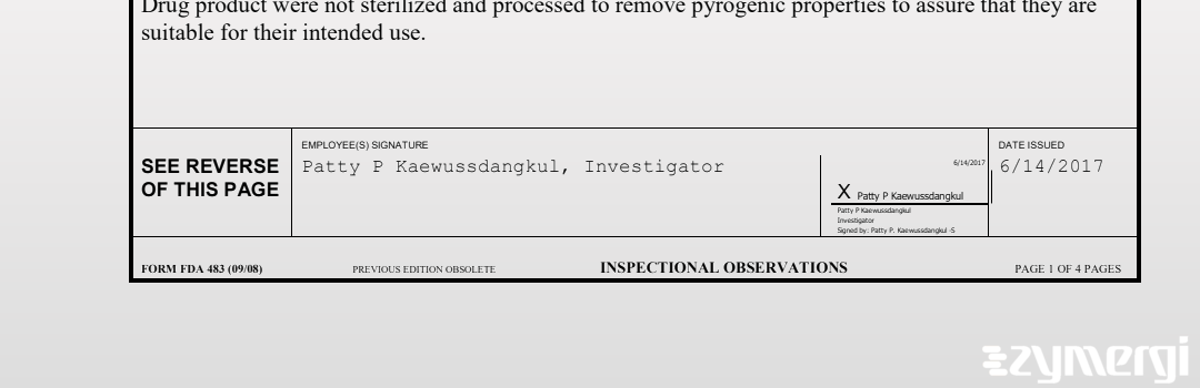 Patty P. Kaewussdangkul FDA Investigator 