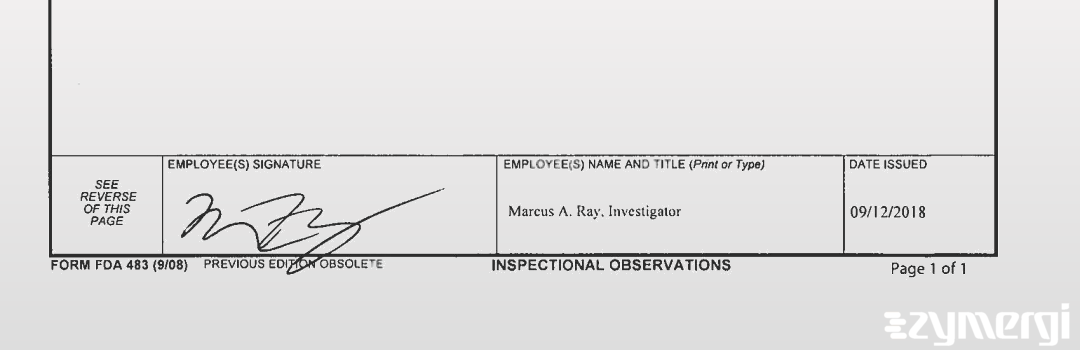 Marcus A. Ray FDA Investigator