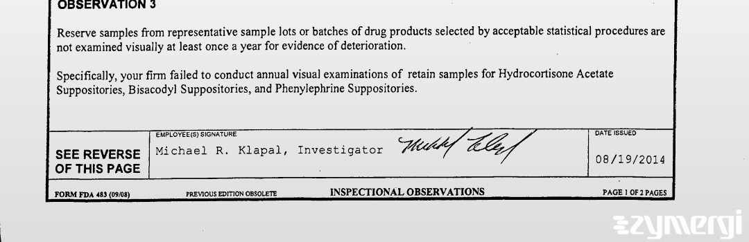 Michael R. Klapal FDA Investigator 