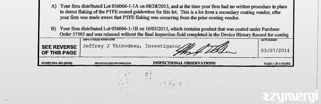 Jeffrey J. Thibodeau FDA Investigator 