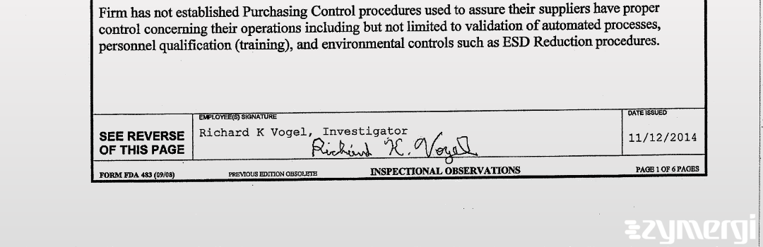 Richard K. Vogel FDA Investigator