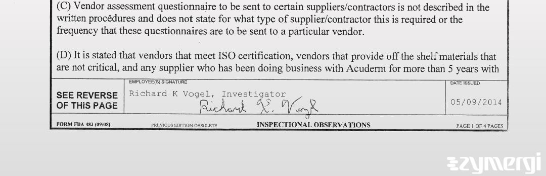 Richard K. Vogel FDA Investigator 