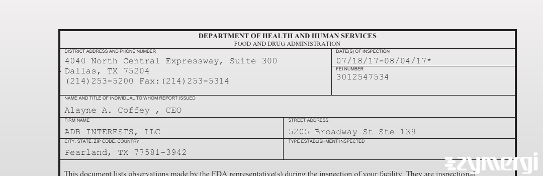 FDANews 483 ADB INTERESTS, LLC Aug 4 2017 top
