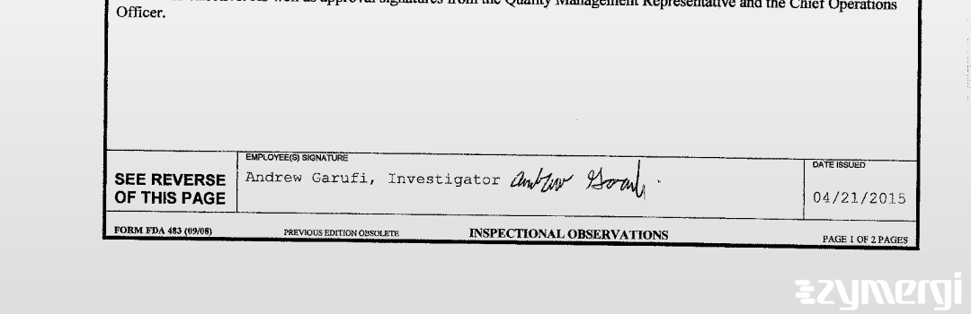 Andrew J. Garufi FDA Investigator 