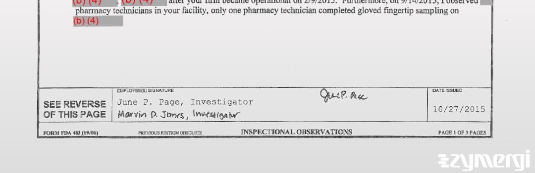 June P. Page FDA Investigator Marvin D. Jones FDA Investigator 