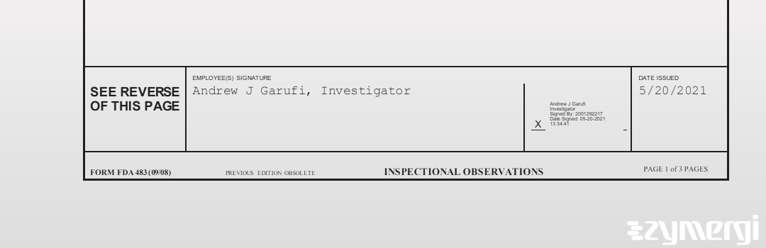 Andrew J. Garufi FDA Investigator 