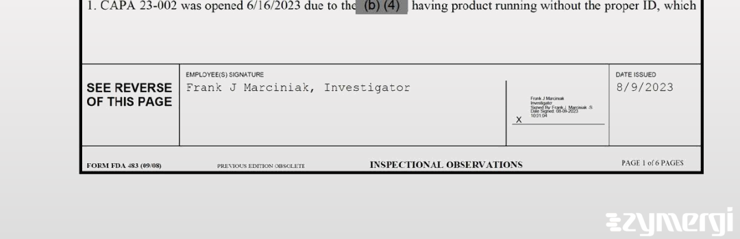 Frank J. Marciniak FDA Investigator 