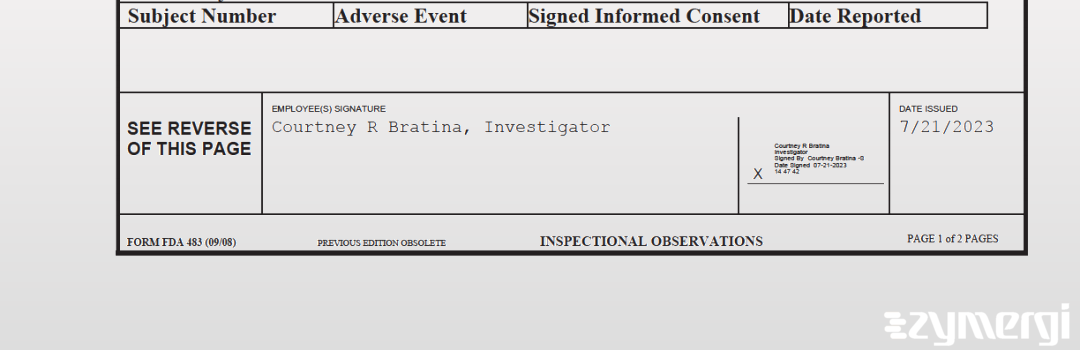 Courtney R. Bratina FDA Investigator