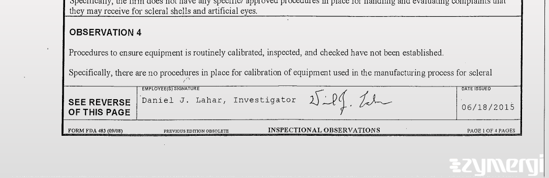Daniel J. Lahar FDA Investigator 