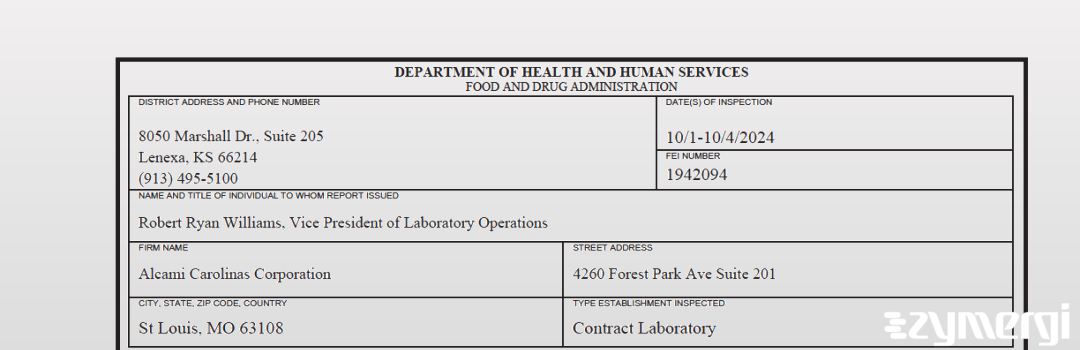 FDANews 483 Alcami Carolinas Corporation Oct 4 2024 top