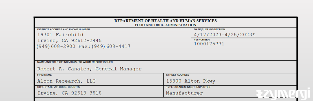 FDANews 483 Alcon Research LLC Apr 25 2023 top