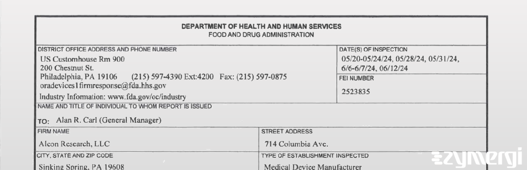 FDANews 483 Alcon Research Ltd Jun 12 2024 top