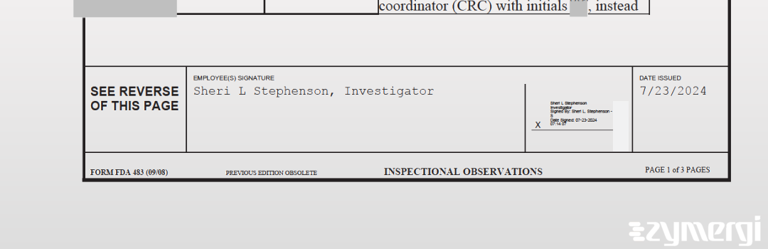 Sheri L. Stephenson FDA Investigator 