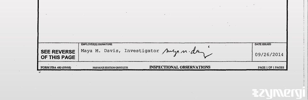 Maya M. Davis FDA Investigator 