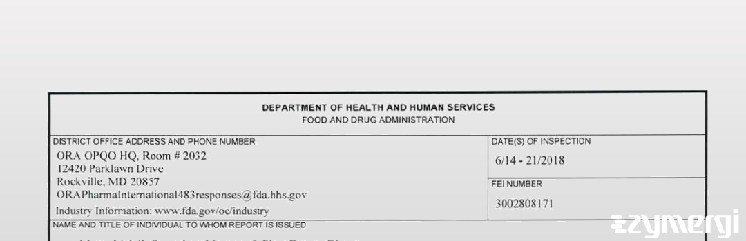 FDANews 483 Alfasigma S.p.A. Jun 21 2018 top