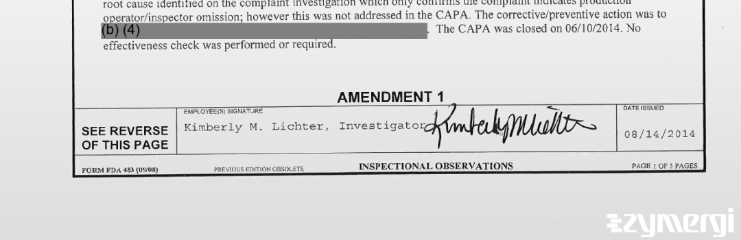 Kimberly M. Lichter FDA Investigator 