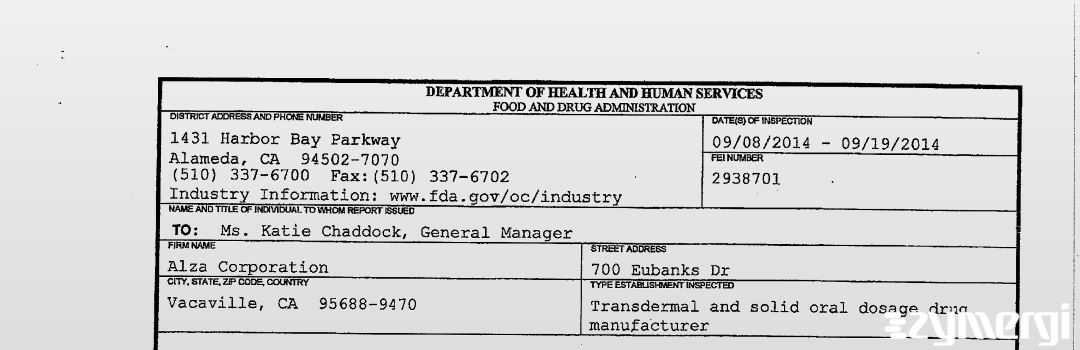 FDANews 483 Alza Corporation Sep 19 2014 top