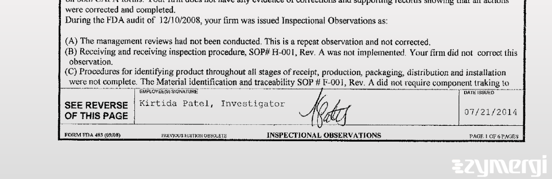 Kirtida Patel FDA Investigator 