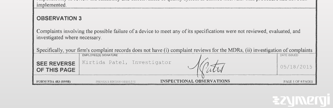 Kirtida Patel FDA Investigator 