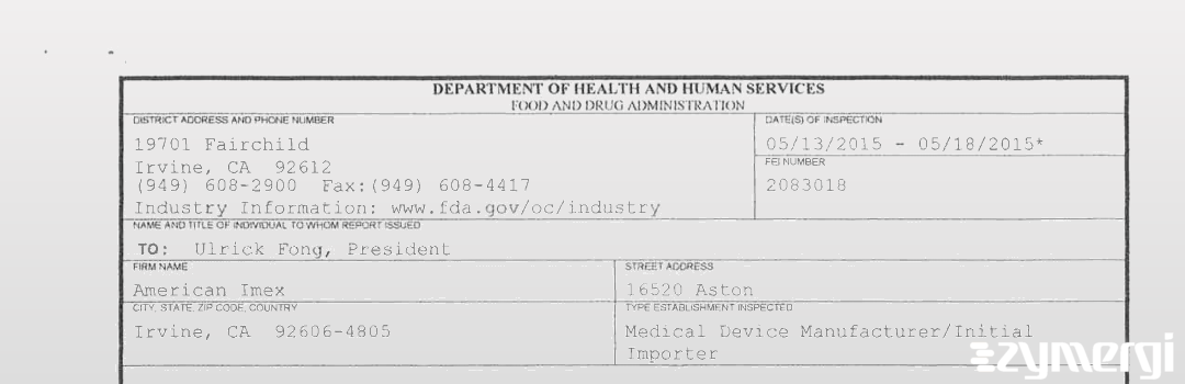 FDANews 483 American Imex May 18 2015 top