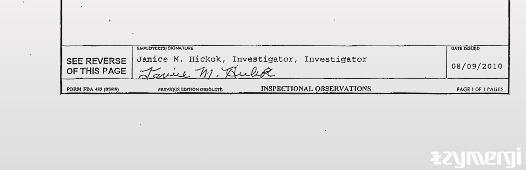Janice M. Hickok FDA Investigator