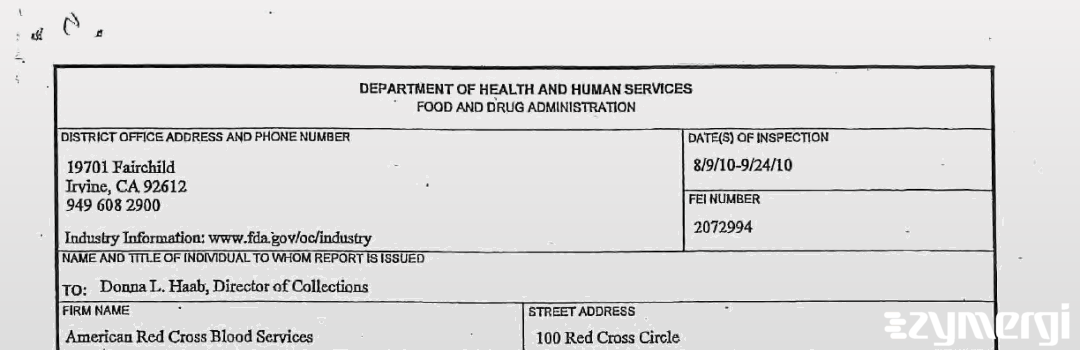 FDANews 483 American National Red Cross (The) Sep 24 2010 top