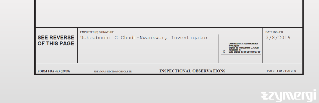 Ucheabuchi C. Chudi-Nwankwor FDA Investigator