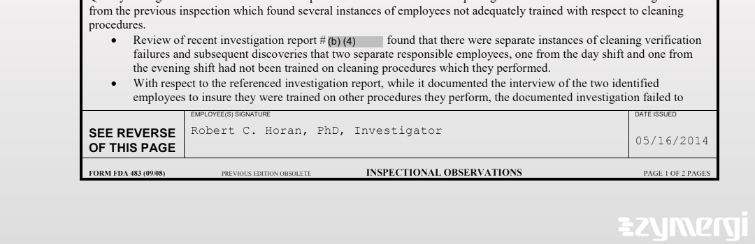 Robert C. Horan FDA Investigator 