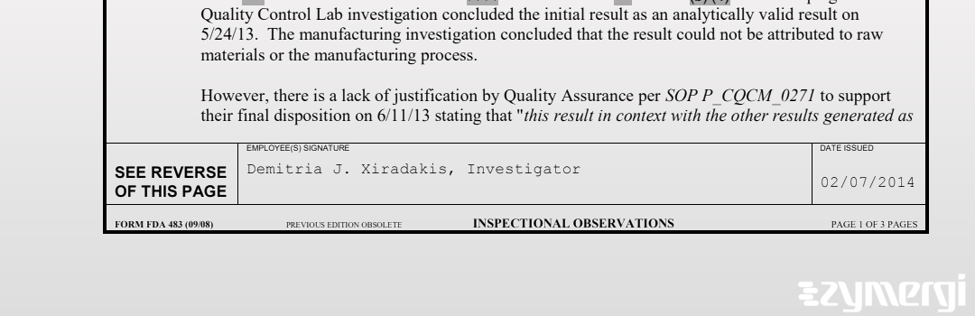 Demitria J. Xiradakis FDA Investigator 