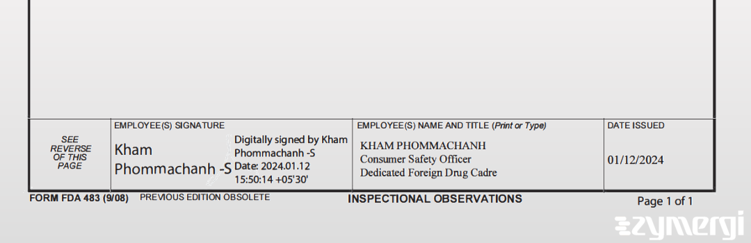 Kham Phommachanh FDA Investigator 