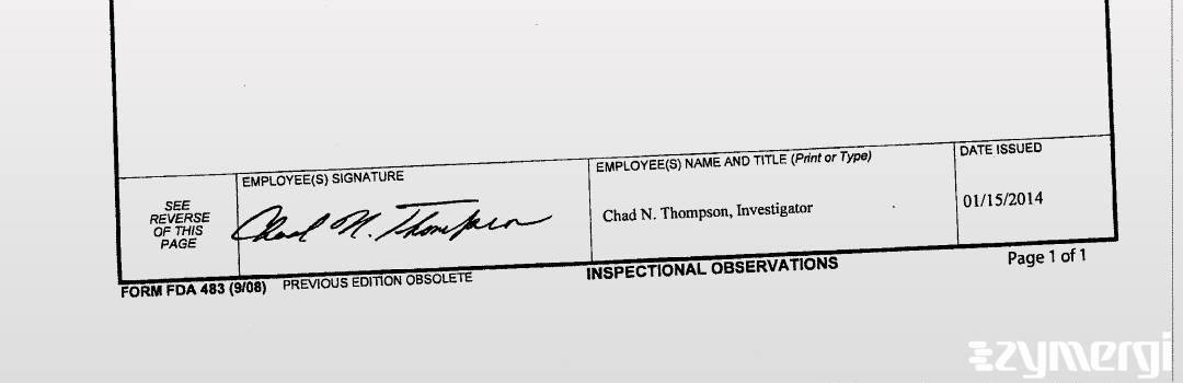 Chad N. Thompson FDA Investigator 