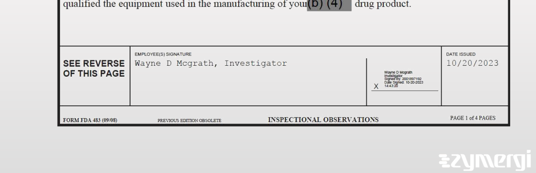 Wayne D. McGrath FDA Investigator 