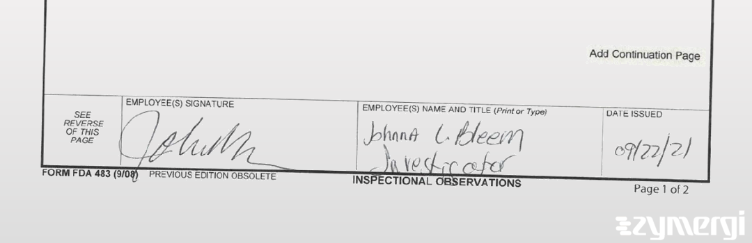 Johnna L. Bleem FDA Investigator 