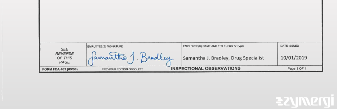 Samantha J. Bradley FDA Investigator 
