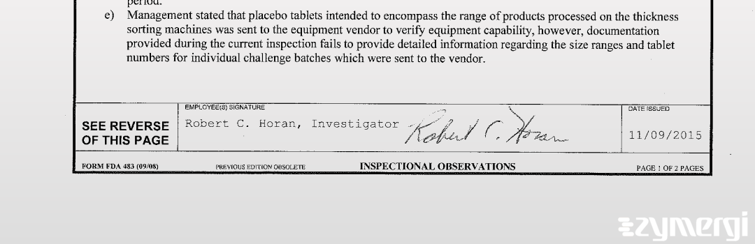 Robert C. Horan FDA Investigator 