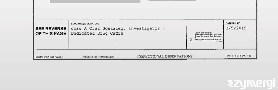 Jose A. Cruz Gonzalez FDA Investigator Cruz Gonzalez, Jose A FDA Investigator
