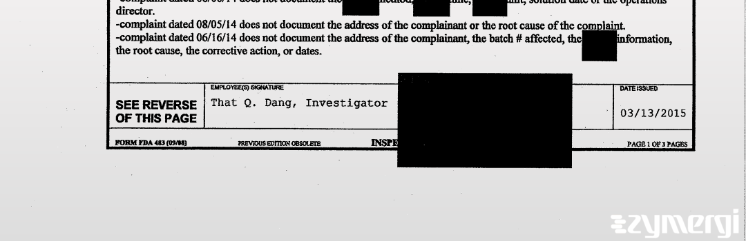 That Q. Dang FDA Investigator