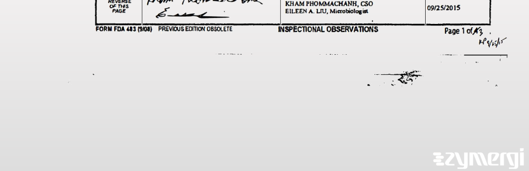 Eileen A. Liu FDA Investigator Kham Phommachanh FDA Investigator 