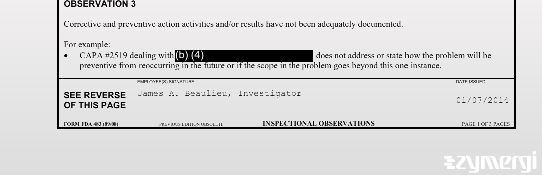 James A. Beaulieu FDA Investigator